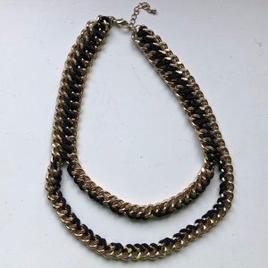 DONATED Gold and black suede chain necklace